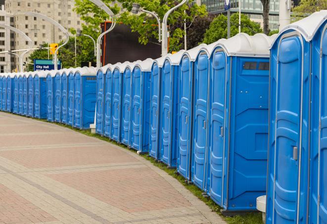 Seasonal porta potty units set up at a Humble, Texas venue